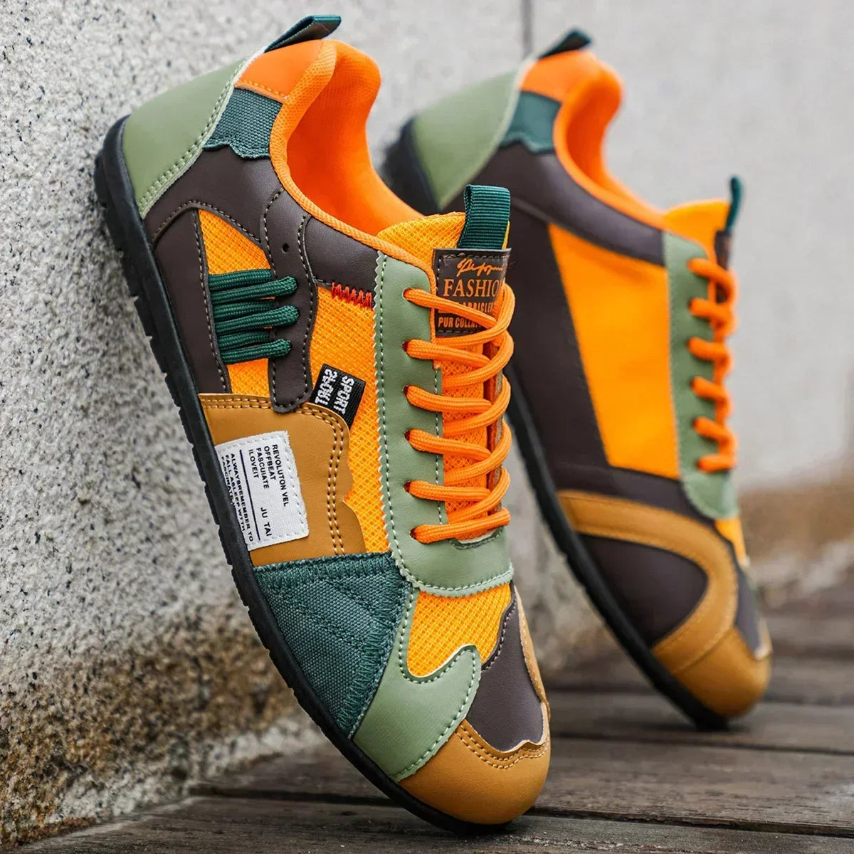 Baskets homme rétro à lacets avec détails contrastés