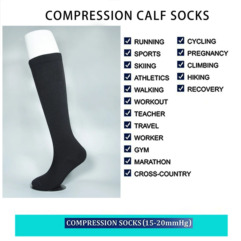 Chaussettes de compression unisexes anti-fatigue sport et voyage