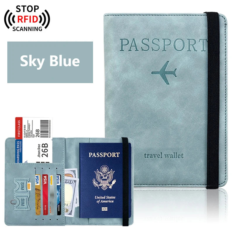 Porte-passeport de voyage en PU avec rangements cartes