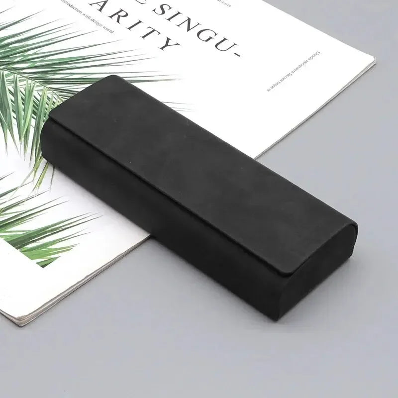 Étui à lunettes rigide unisexe de luxe effet cuir pliable