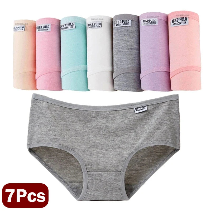 Lot de 7 culottes femme en coton extensible respirant taille moyenne – sous-vêtements confortables, qualité durable