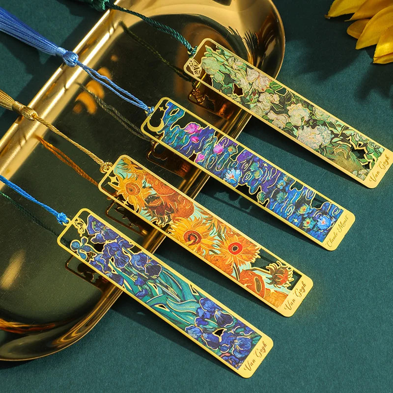 Marque-page fait main en métal floral rétro avec pompon décoratif – Cadeau parfait