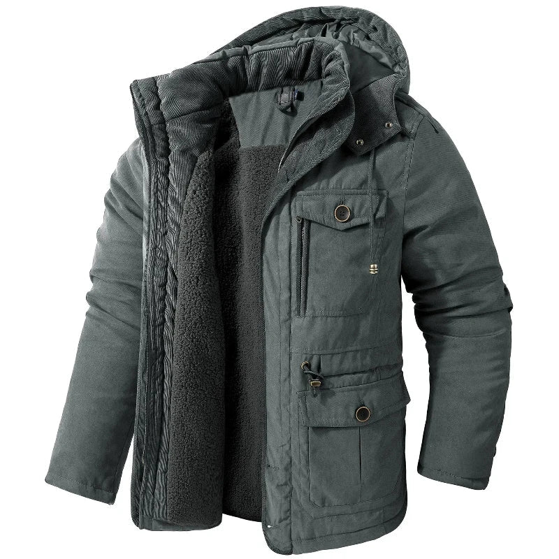 Parka homme chaude à capuche amovible