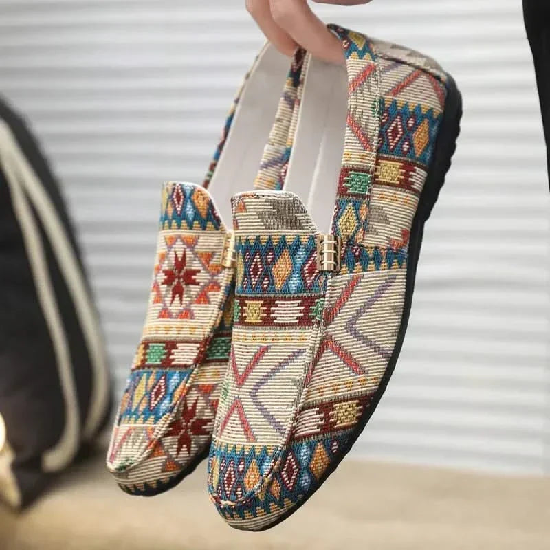Mocassins homme confort à motif ethnique