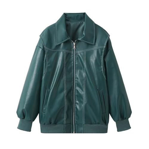 Veste Femme Oversize en Similicuir au Style Biker Moderne