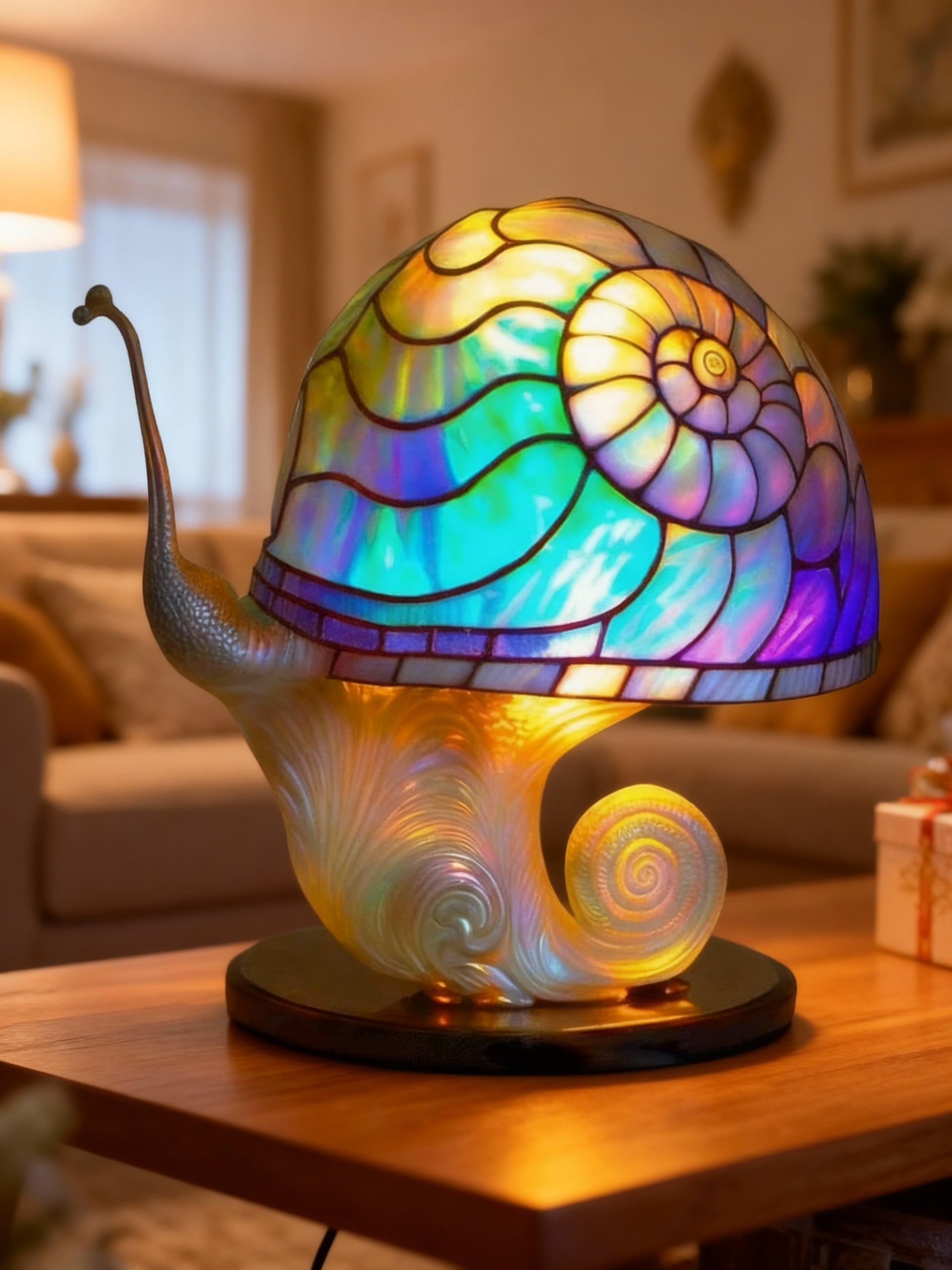 Lampe décorative escargot colorée – Lumière douce, design féeriqu