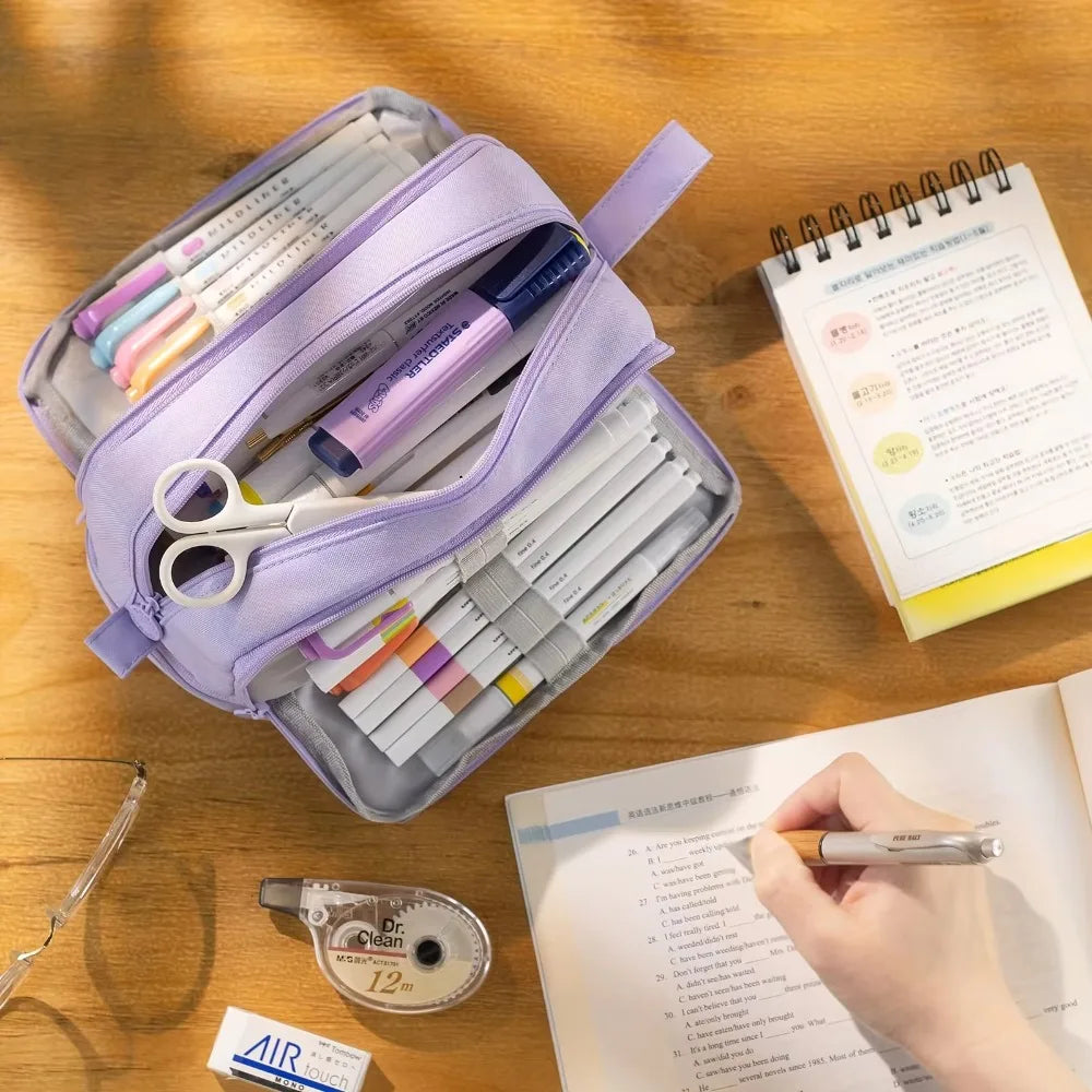 Trousse scolaire grande capacité à compartiments multiples