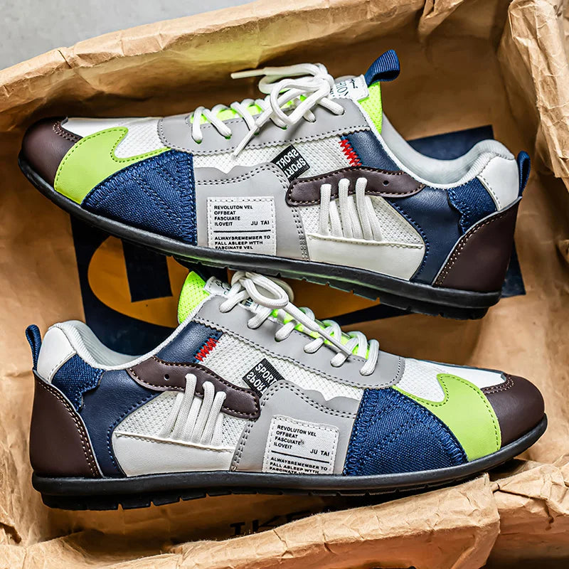 Baskets homme rétro à lacets avec détails contrastés