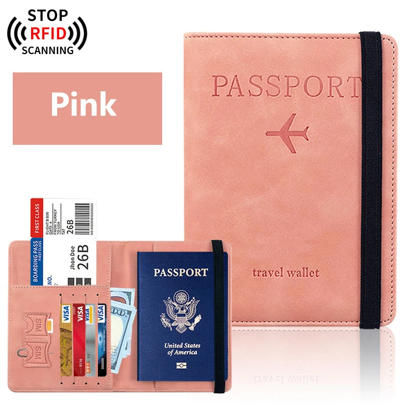 Porte-passeport de voyage en PU avec rangements cartes