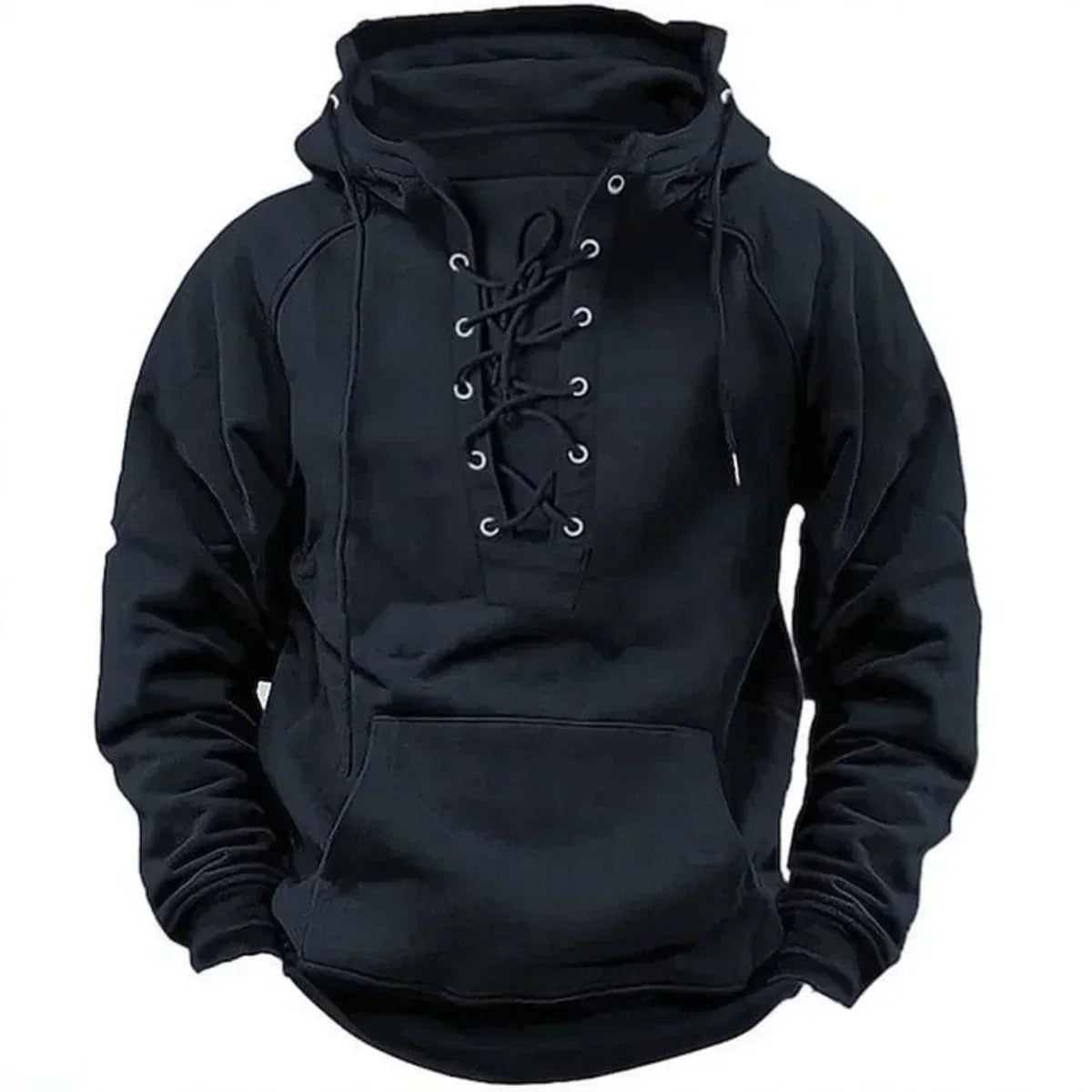 Sweat à capuche homme épais à col lacé style vintage