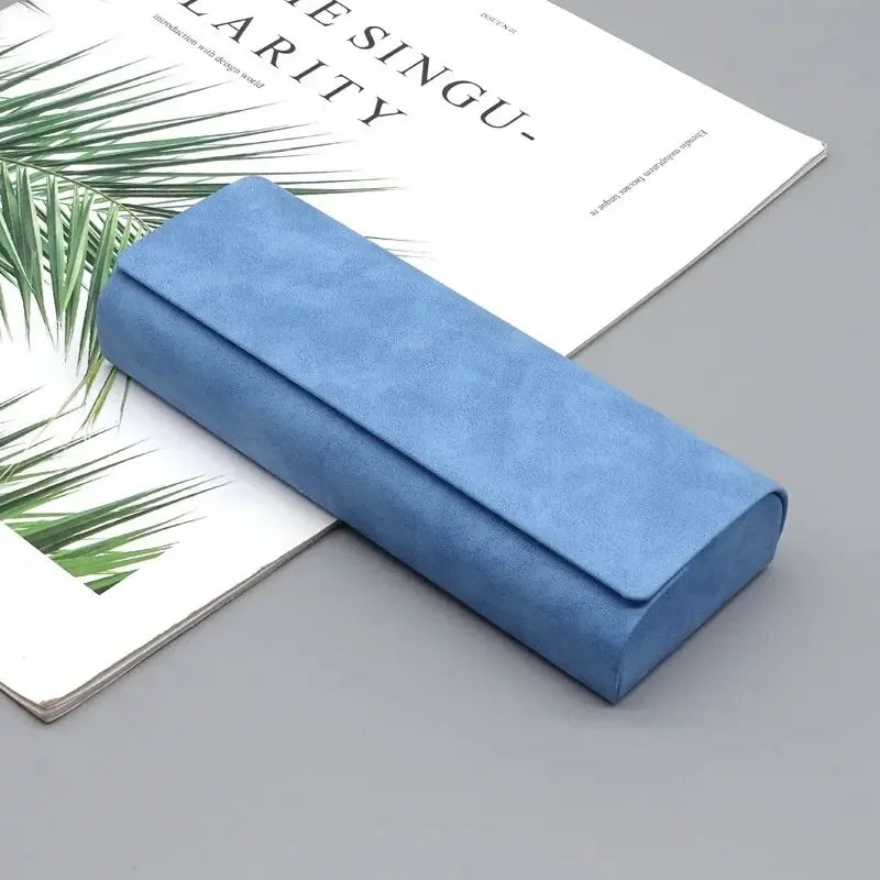 Étui à lunettes rigide unisexe de luxe effet cuir pliable