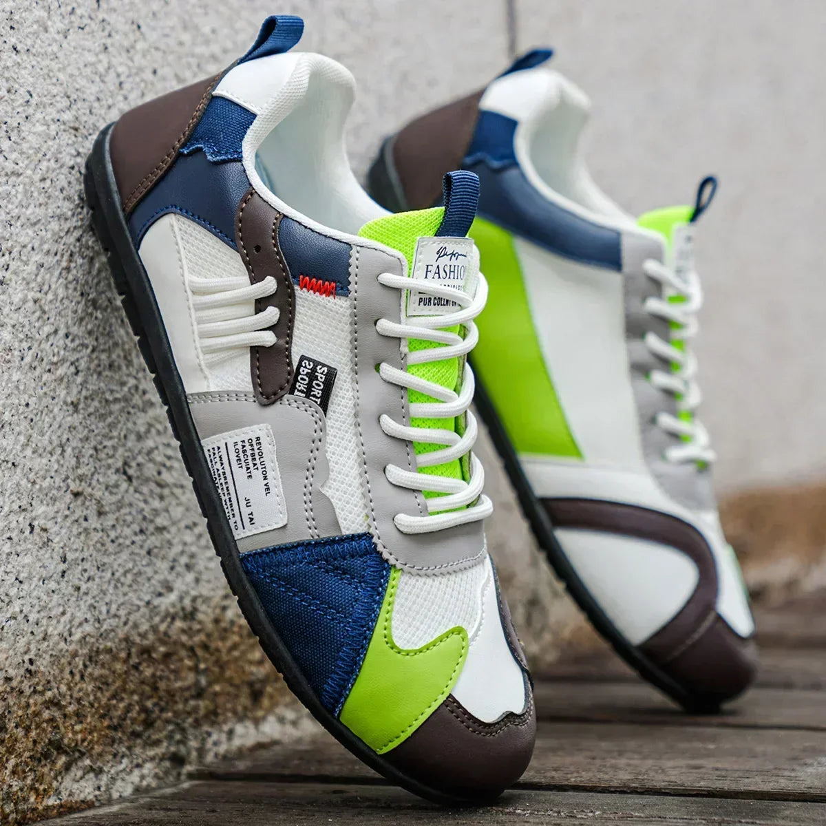 Baskets homme rétro à lacets avec détails contrastés