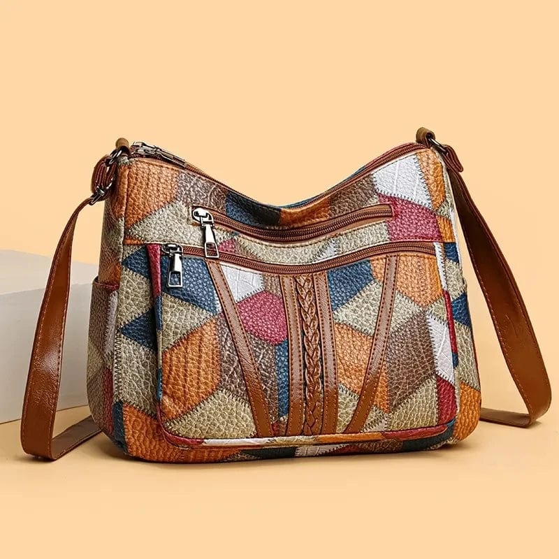 Sac à main en cuir patchwork artisanal – Design mosaïque élégant et unique