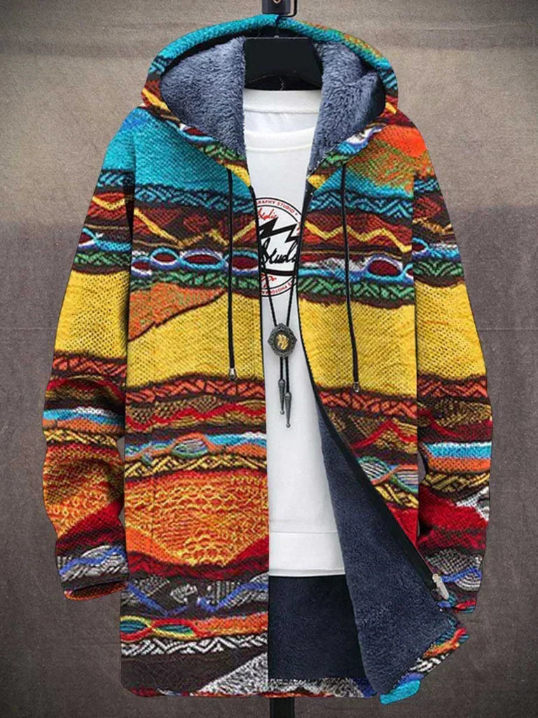 Veste femme à capuche imprimé artistique – veste polaire streetwear chaude