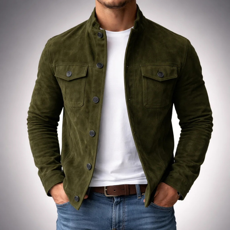 Surchemise homme effet suède avec poches poitrine