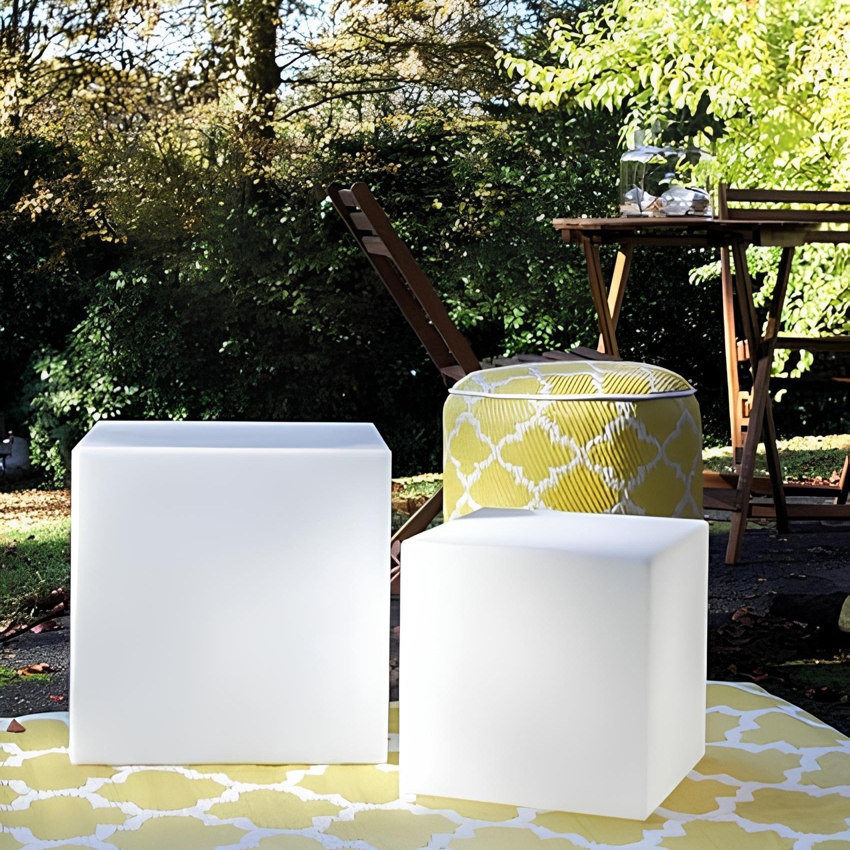 Lampe décorative LED en forme de cube – Lampe d’ambiance sans fil intérieur et extérieur