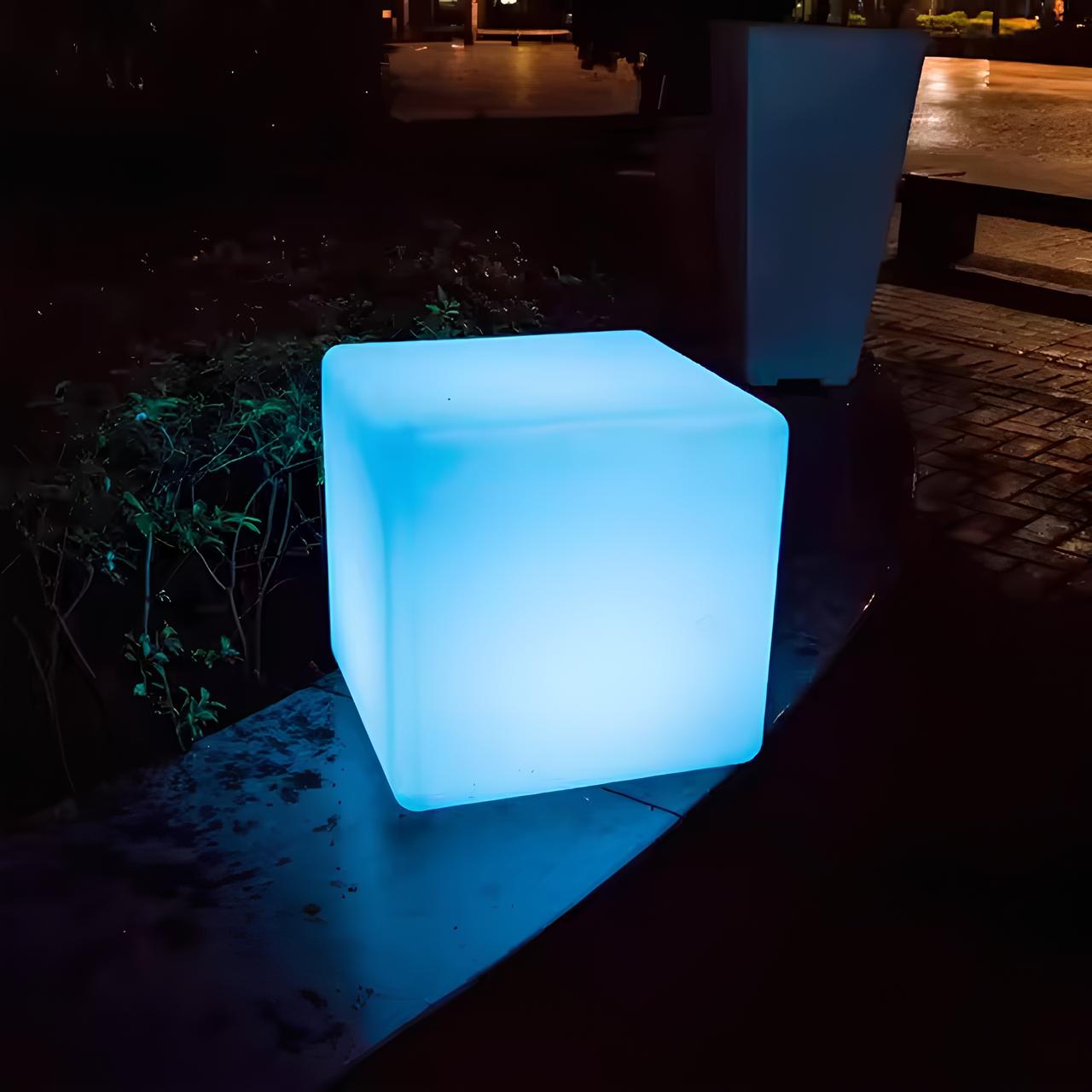 Lampe décorative LED en forme de cube – Lampe d’ambiance sans fil intérieur et extérieur