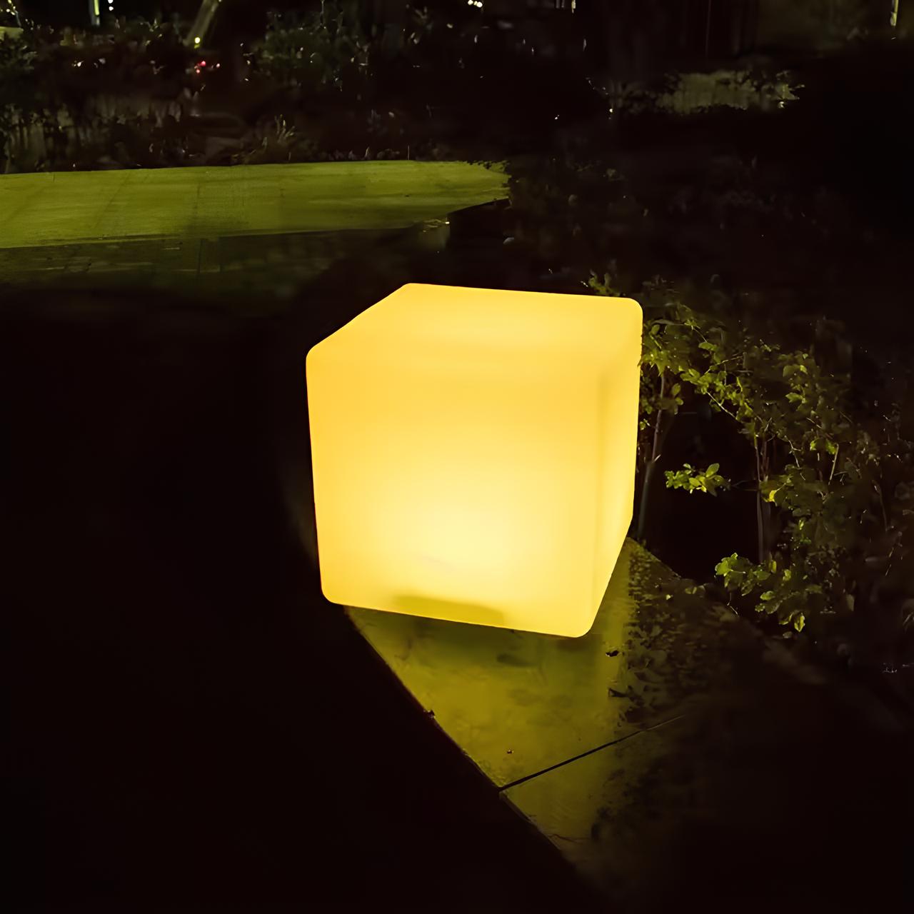 Lampe décorative LED en forme de cube – Lampe d’ambiance sans fil intérieur et extérieur