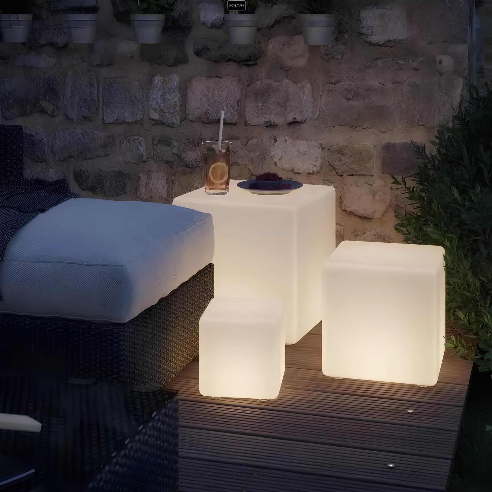 Lampe décorative LED en forme de cube – Lampe d’ambiance sans fil intérieur et extérieur