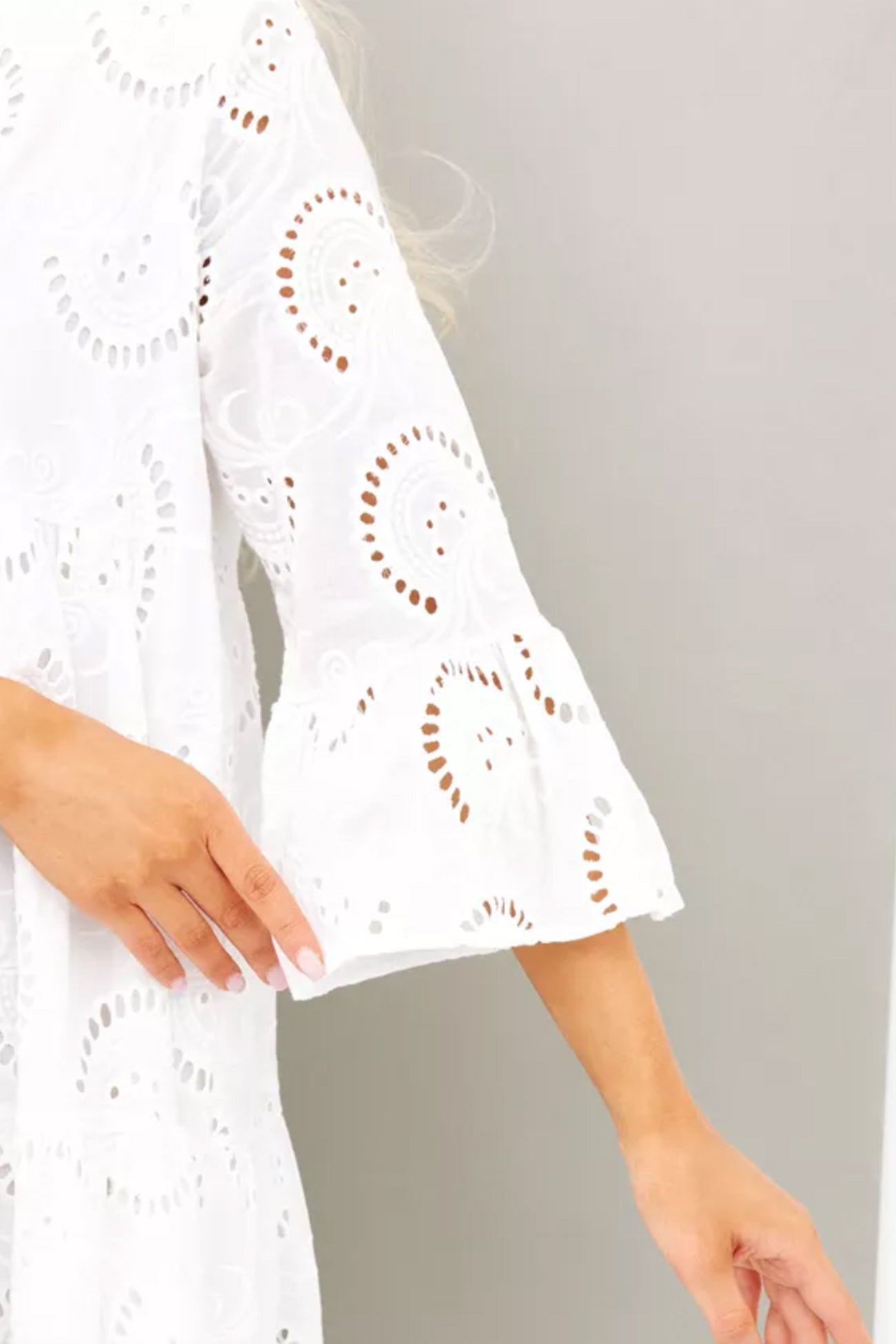 Robe Coton Brodé Femme Coupe Ample Manches Évasées Tissu Respirant Été Quotidien