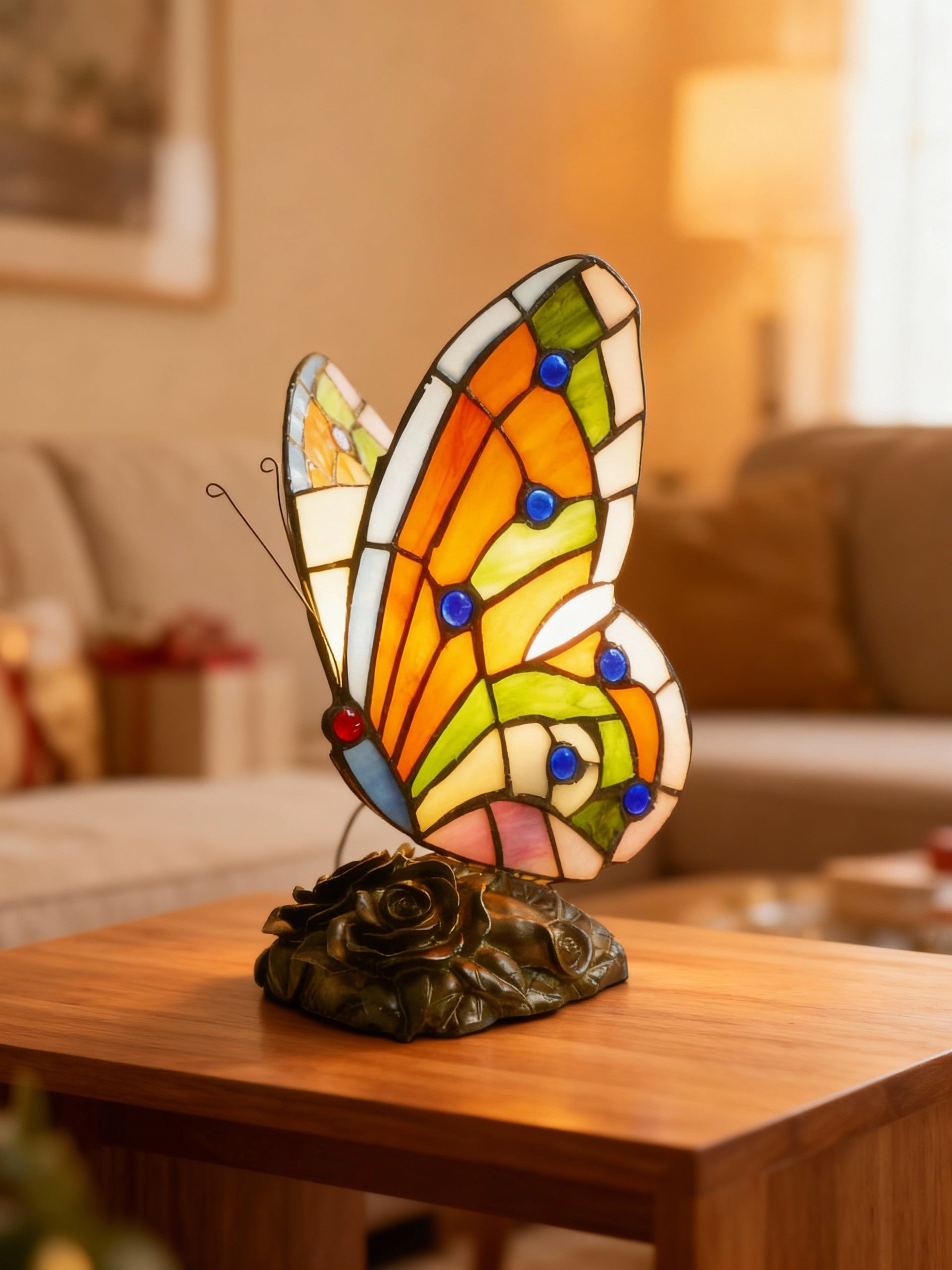 Lampe Mosaïque Colorée Ailes – Lampe de Table Décorative LED Ambiance Intérieure