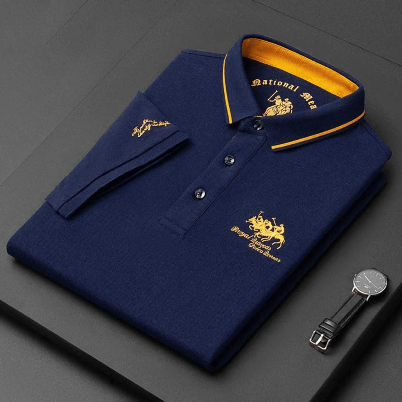 Polo homme respirant brodé à manches courtes