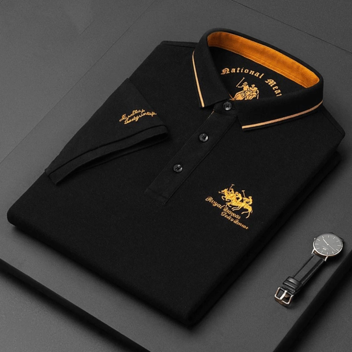 Polo homme respirant brodé à manches courtes