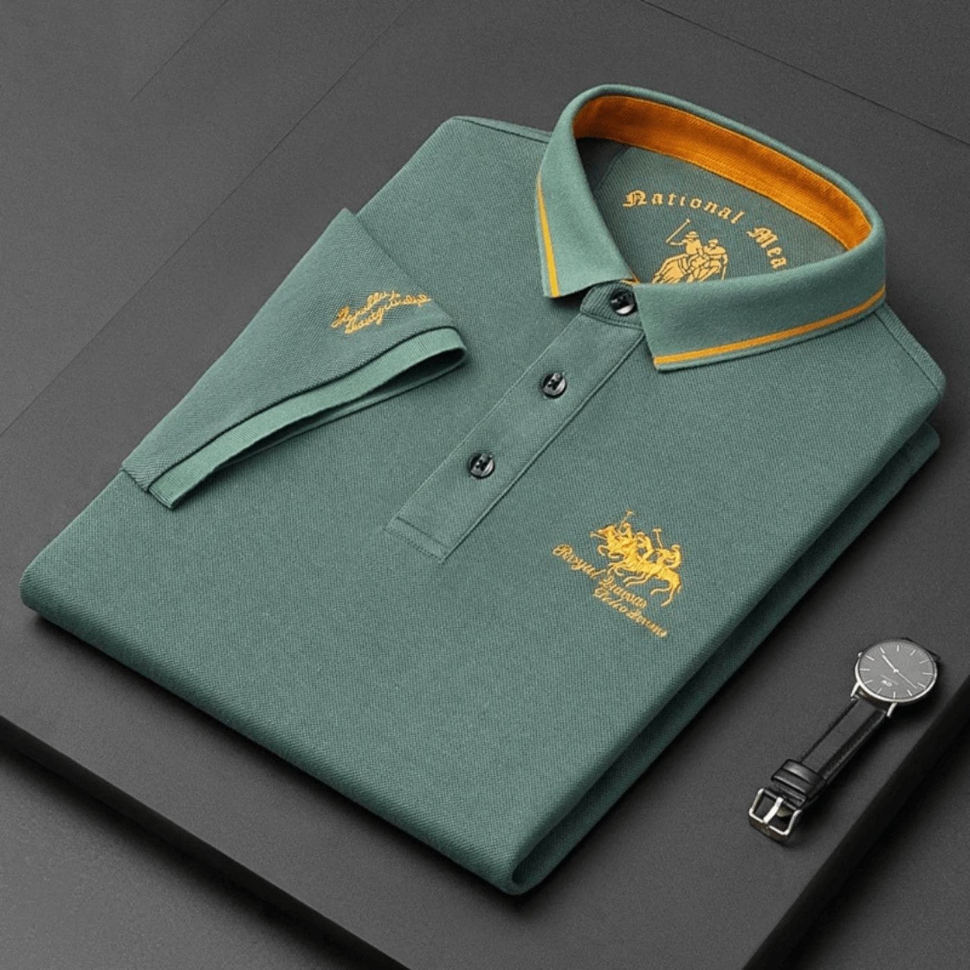 Polo homme respirant brodé à manches courtes