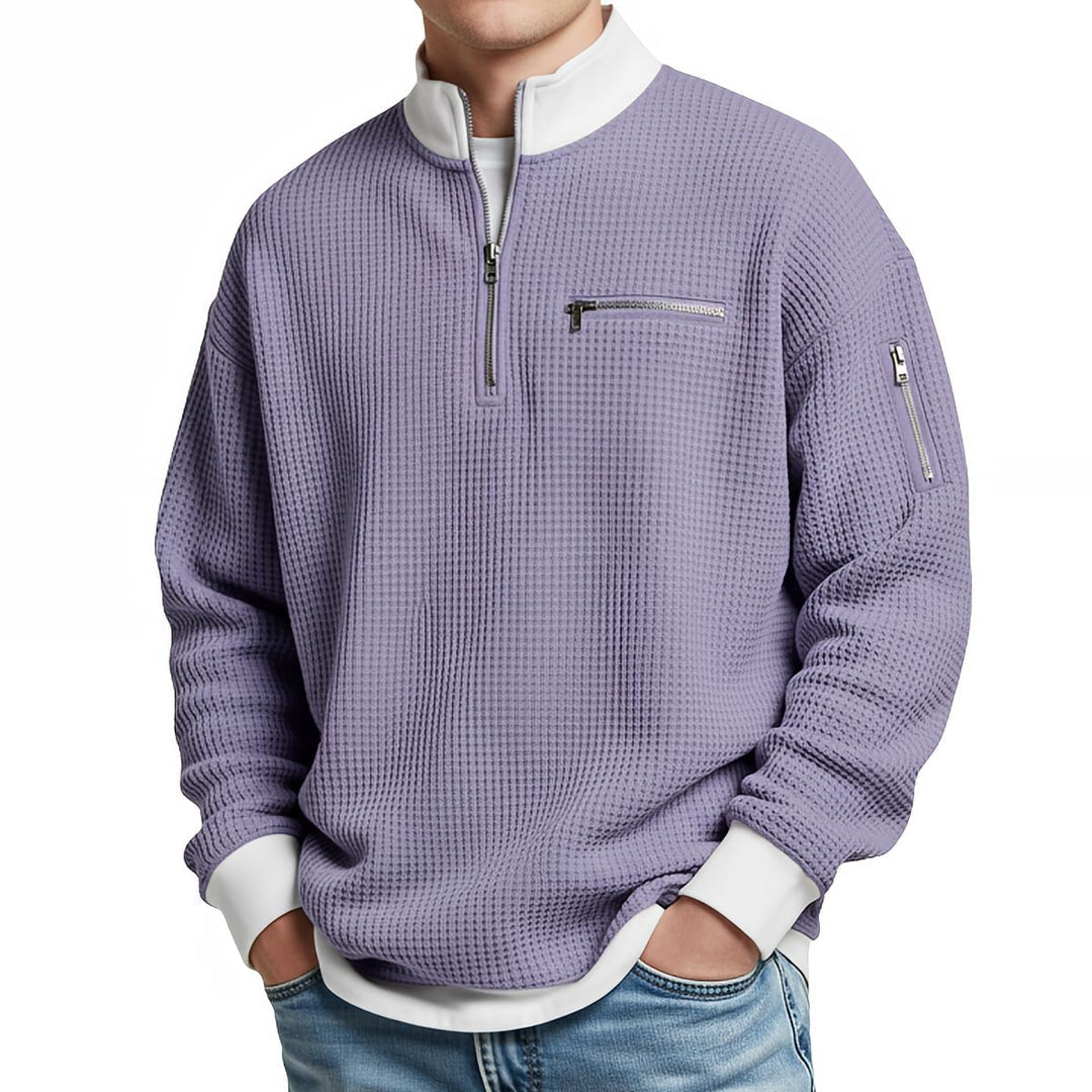 Pull homme demi-zip en maille texturée