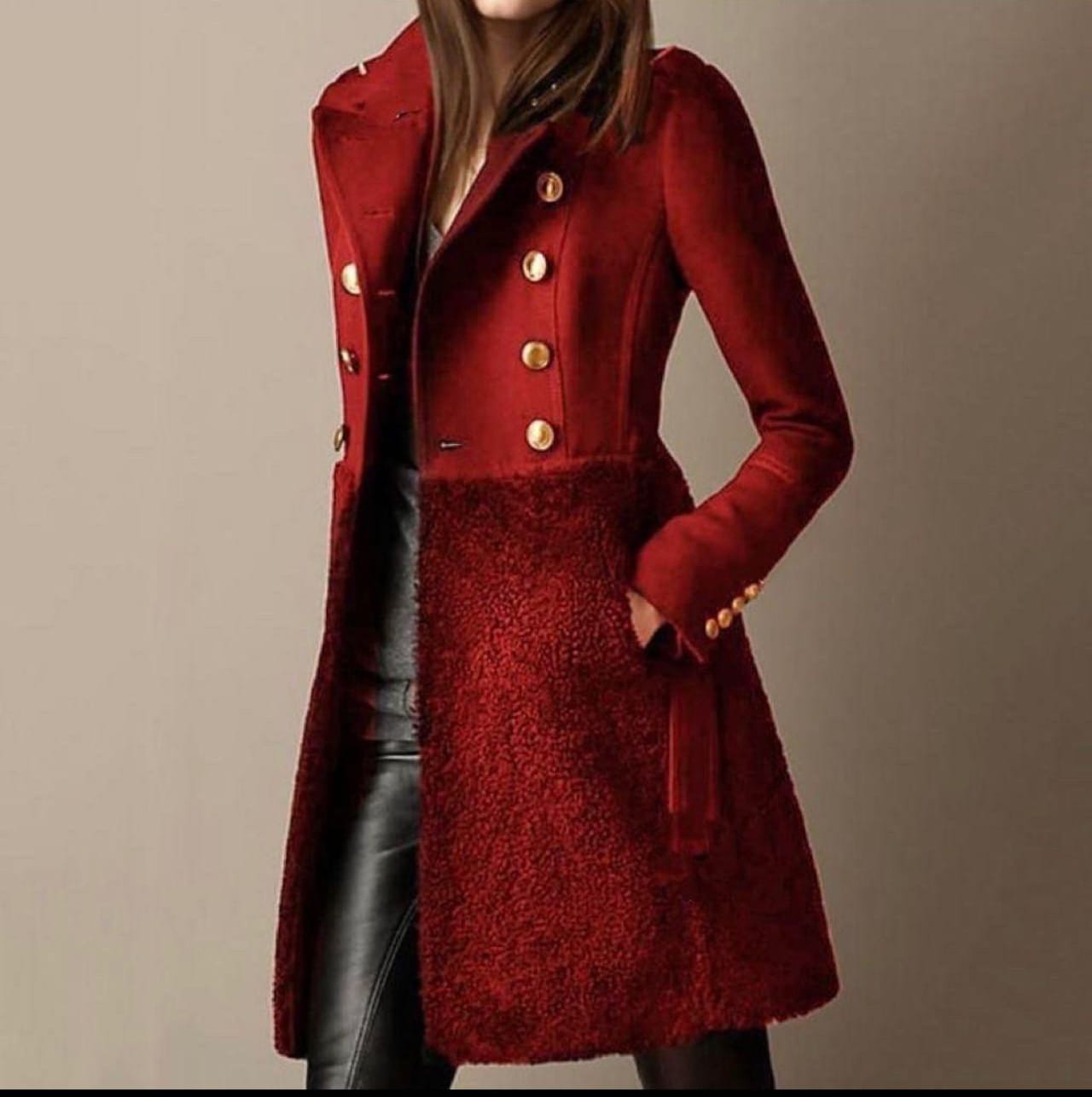 Manteau d’hiver croisé femme – Double boutonnage, élégant et chaud
