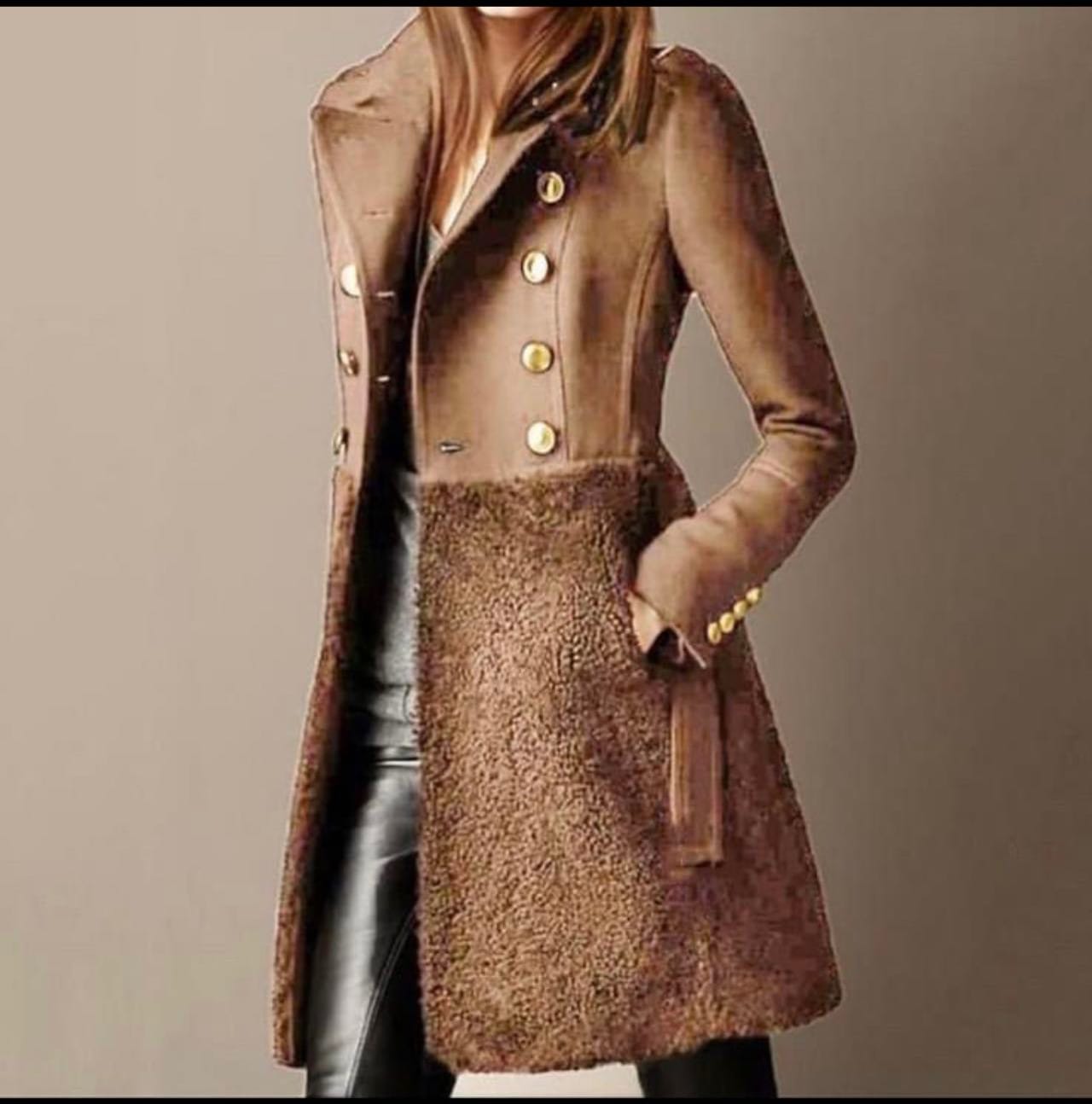 Manteau d’hiver croisé femme – Double boutonnage, élégant et chaud