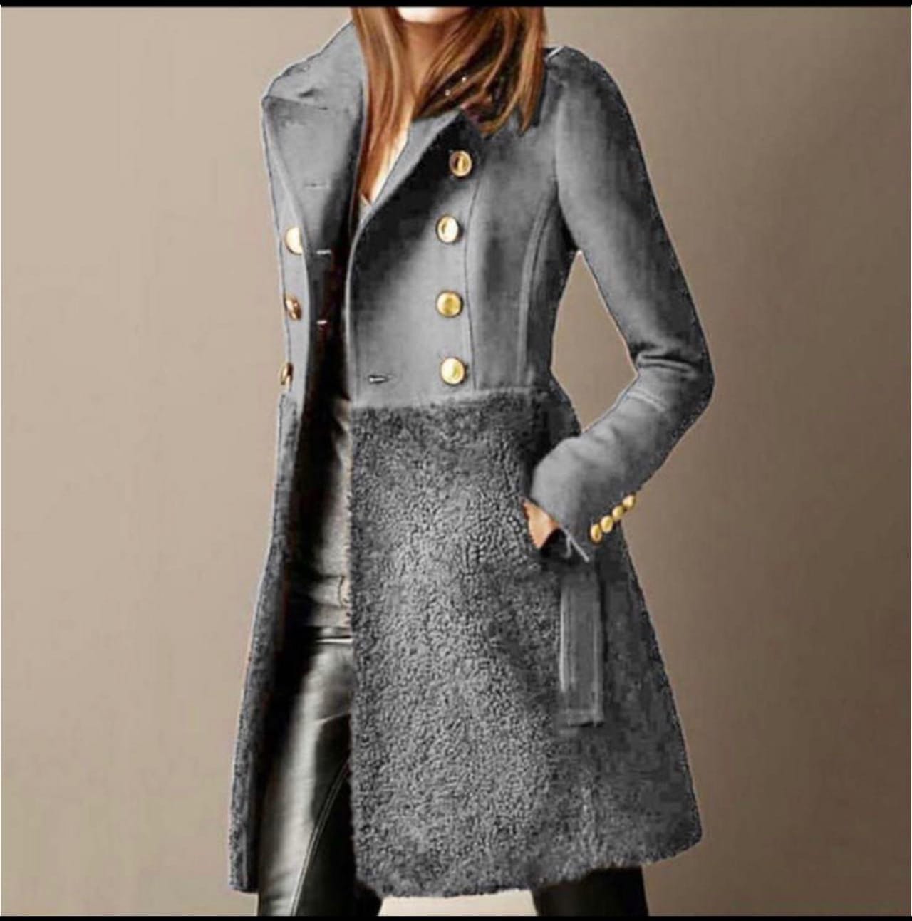 Manteau d’hiver croisé femme – Double boutonnage, élégant et chaud