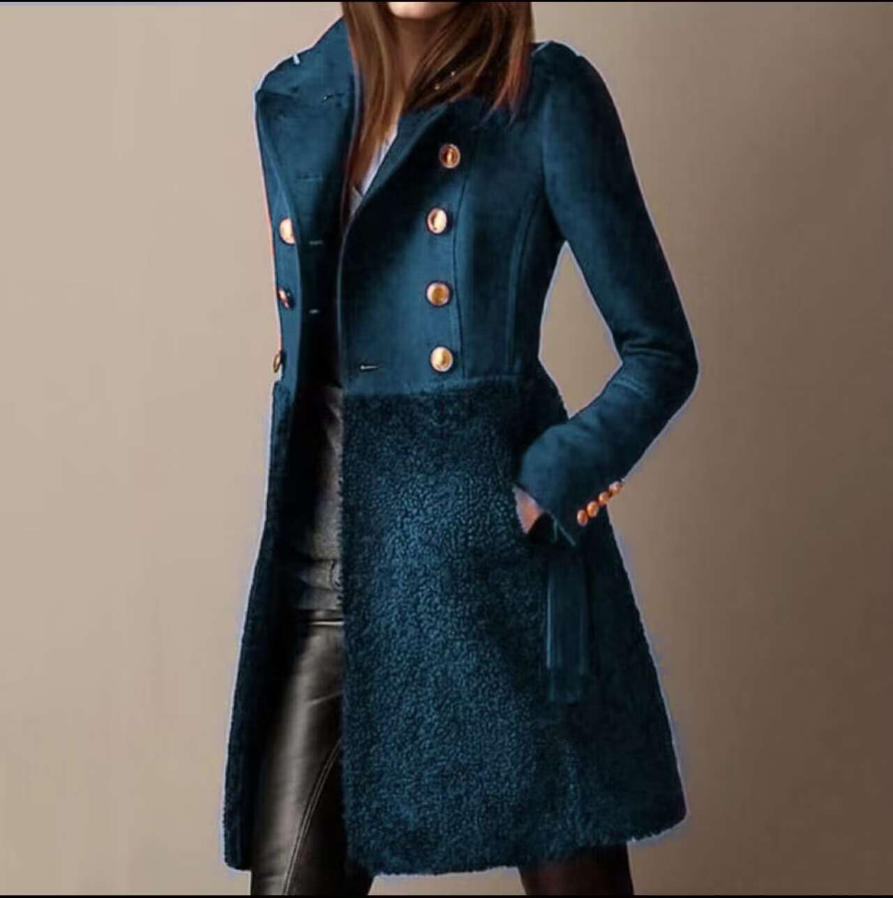 Manteau d’hiver croisé femme – Double boutonnage, élégant et chaud