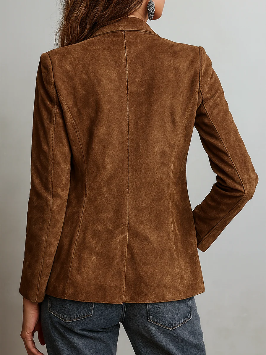 Blazer femme vintage boutonné avec poches structurées