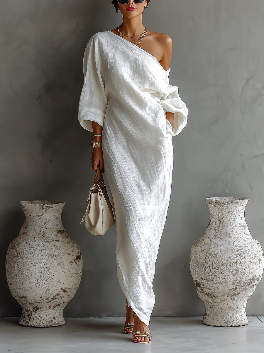 Robe maxi femme asymétrique à une épaule