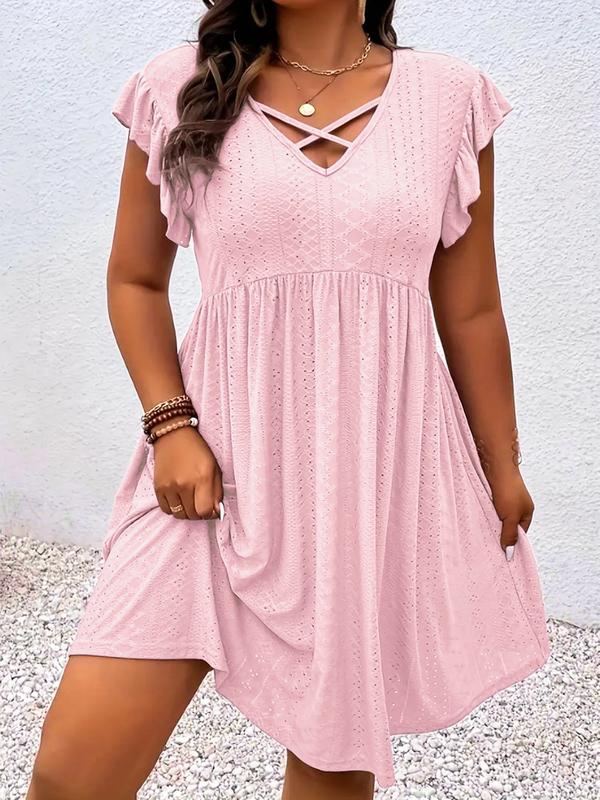 Robe grise pour femmes avec décolleté découpé et manches volantées
