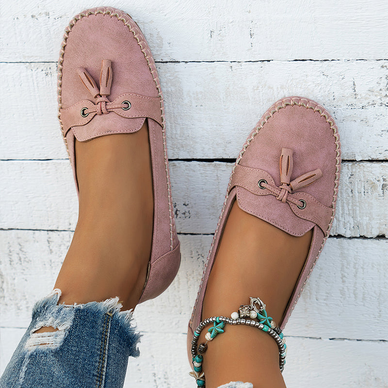 Mocassins Femme Souples à Nœud Décoratif et Semelle Flexible pour Usage Quotidien