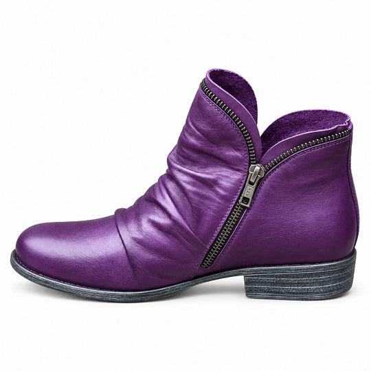 Bottines femme en similicuir à zip latéral et talon bas