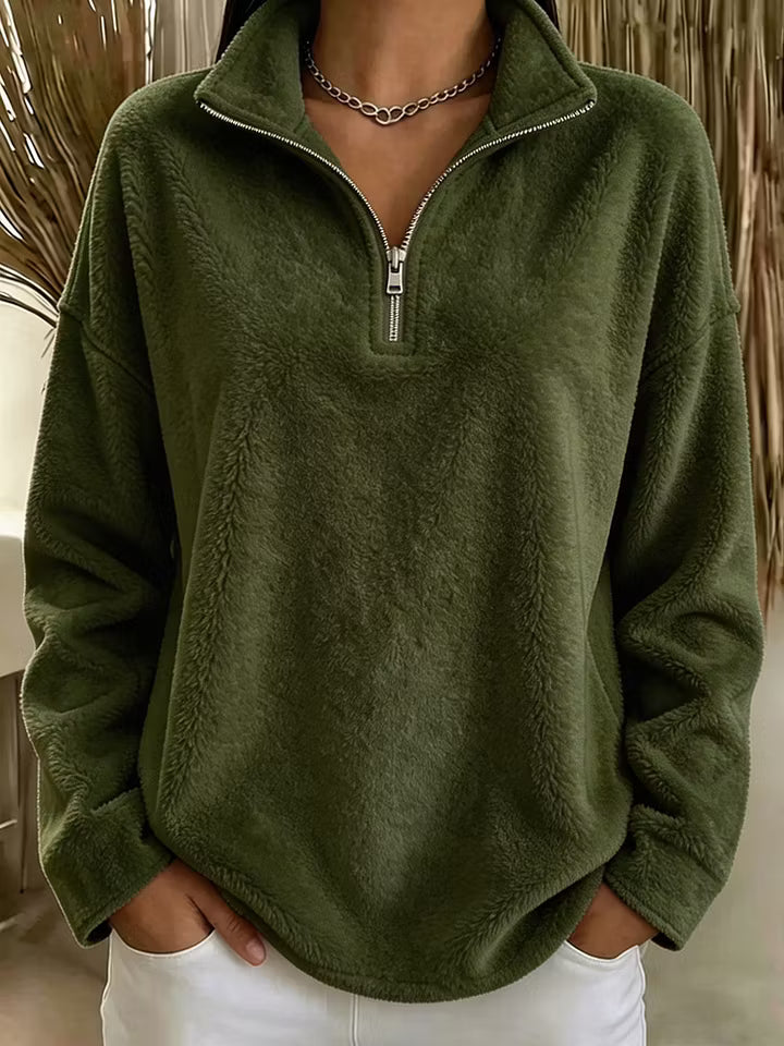 Sweat polaire femme demi-zip confortable