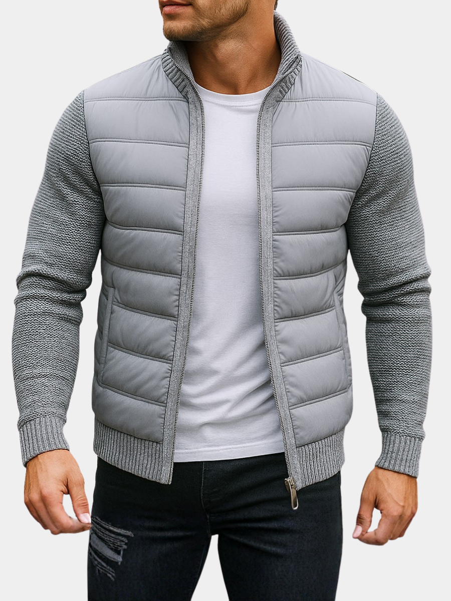Veste matelassée homme à manches en maille et col montant