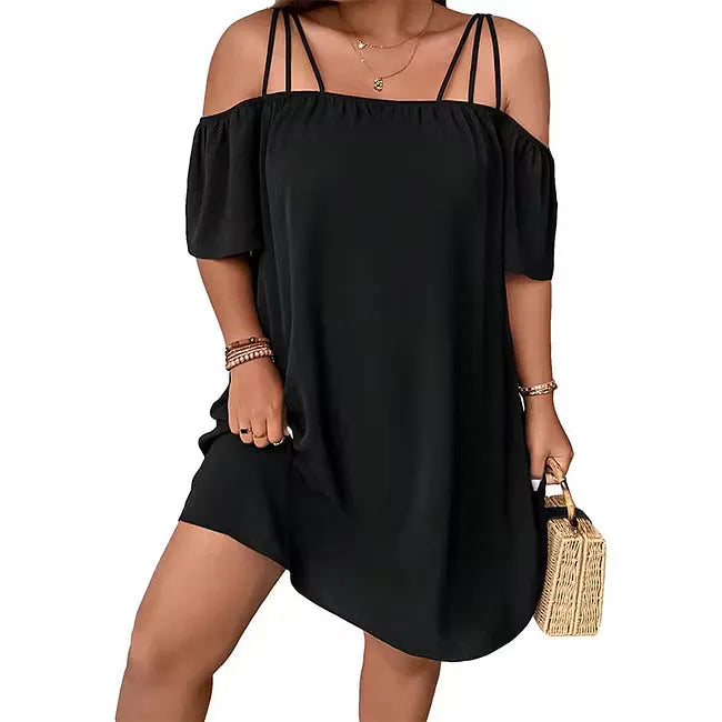Robe mini femme épaules dénudées à fines bretelles