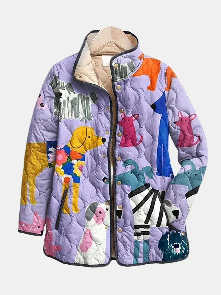 Veste femme matelassée à imprimé floral mi-saison