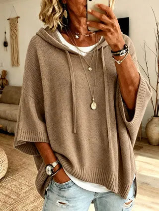 Pull à capuche oversize en maille douce pour femme