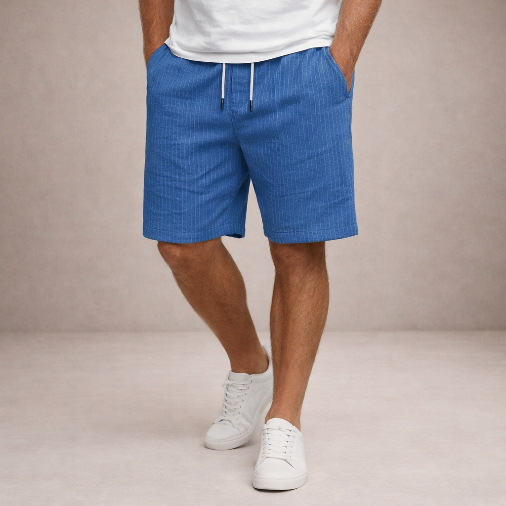 Short homme d’été en lin mélangé avec taille à cordon