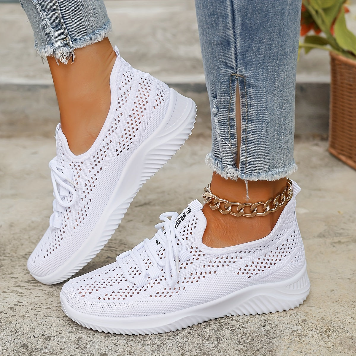 Baskets femme respirantes à semelle amortissante légère