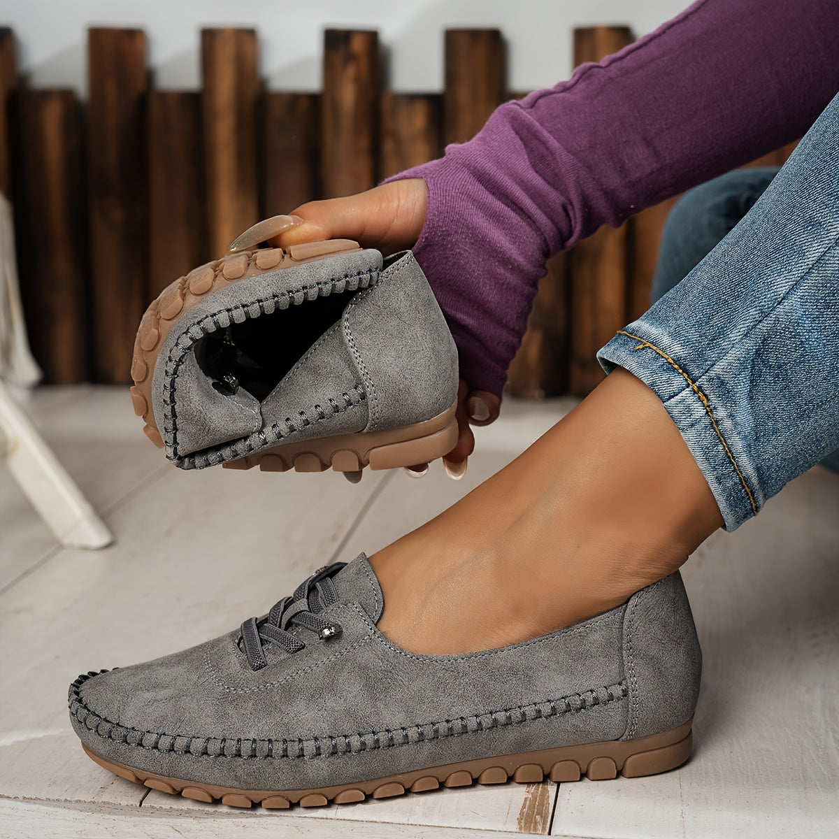 Mocassins Femme Souples À Lacets Semelle Flexible Usage Quotidien