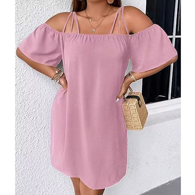 Robe mini femme épaules dénudées à fines bretelles