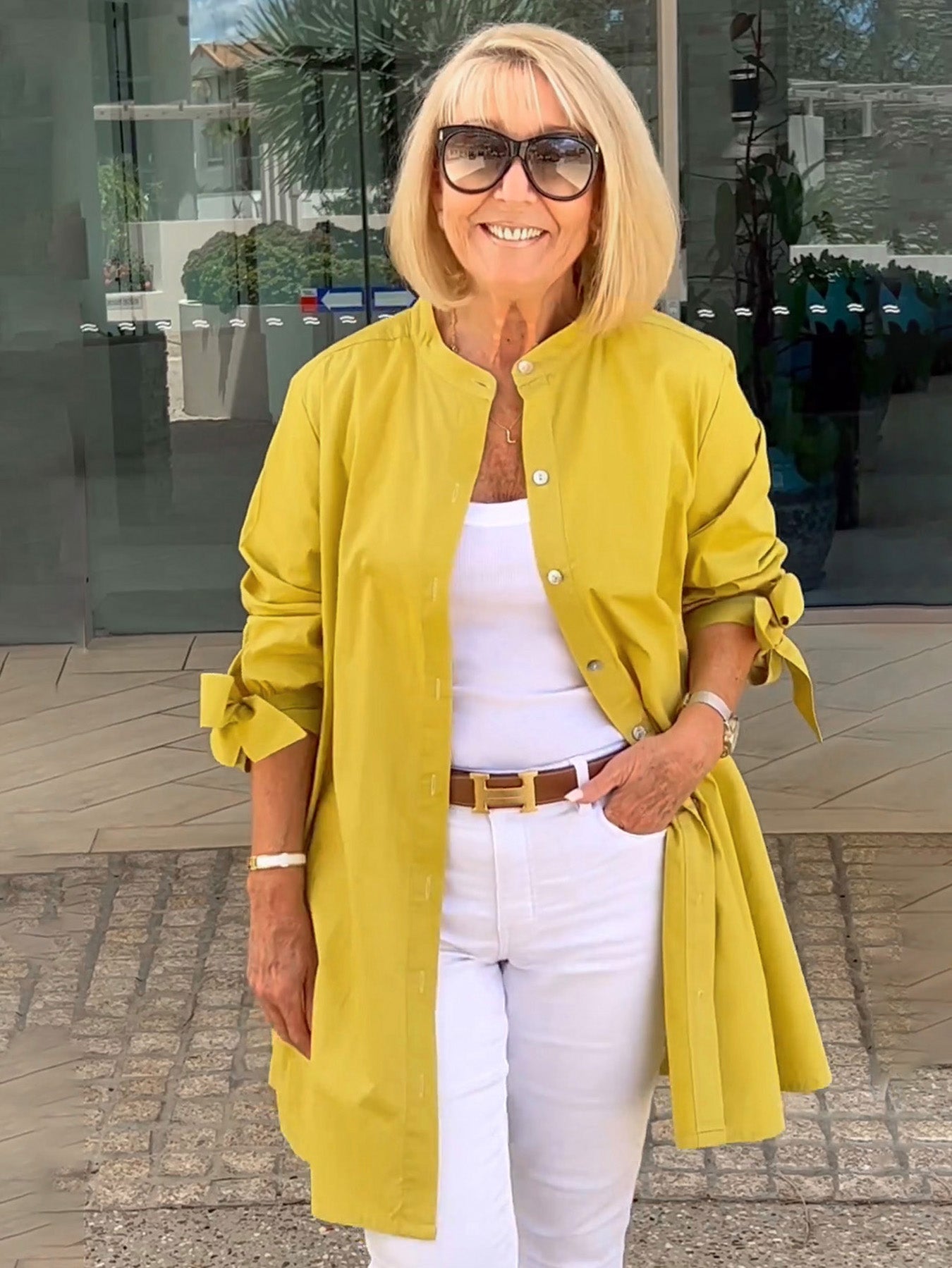 Veste Chemise Longue Femme en Coton Boutonnée Élégante
