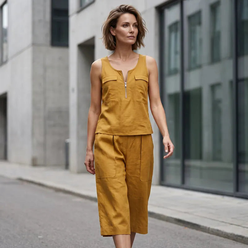 Ensemble femme sans manches avec pantalon large