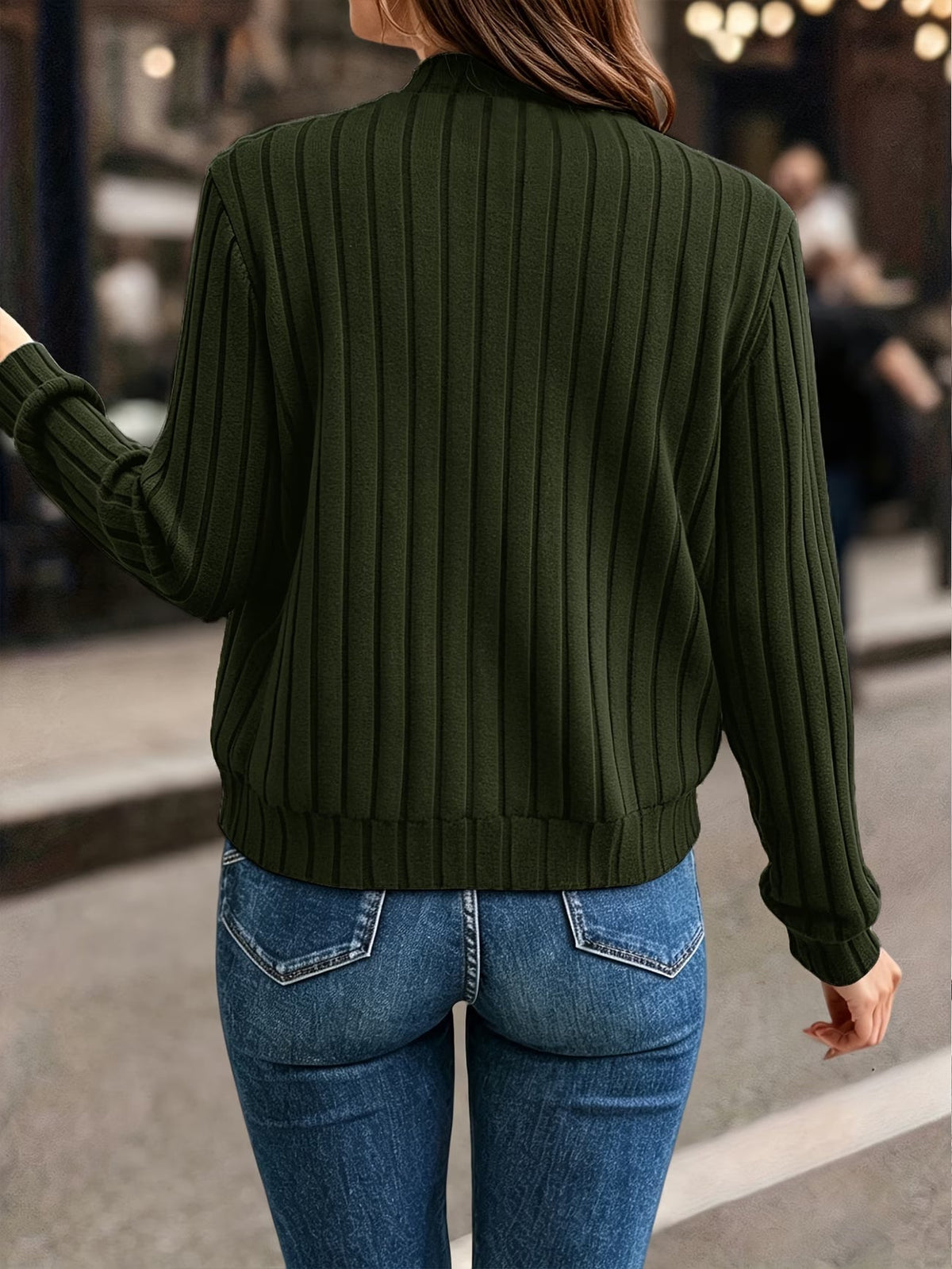 Cardigan femme côtelé avec fermeture zippée